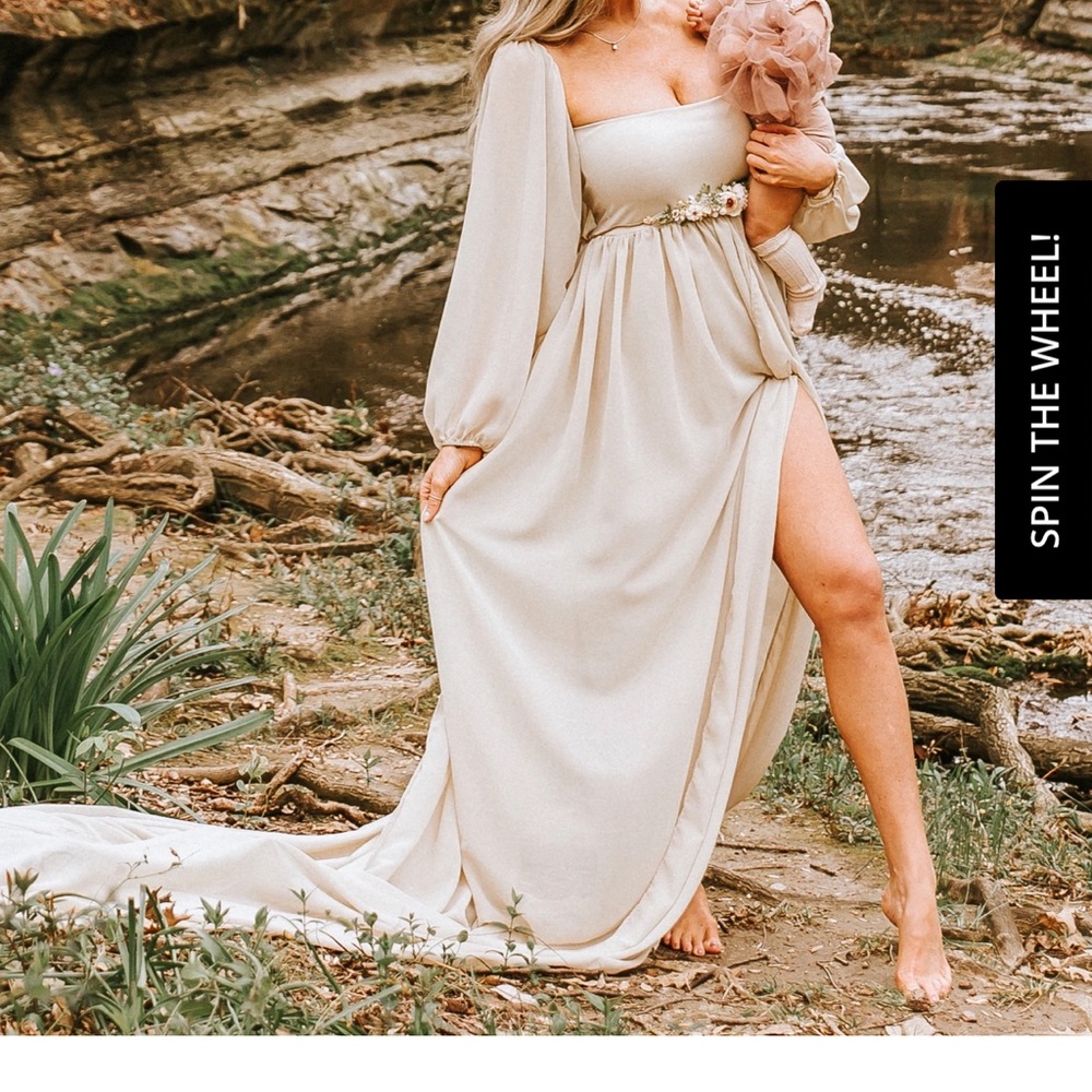 Anyuta Couture white boho style maternity gown